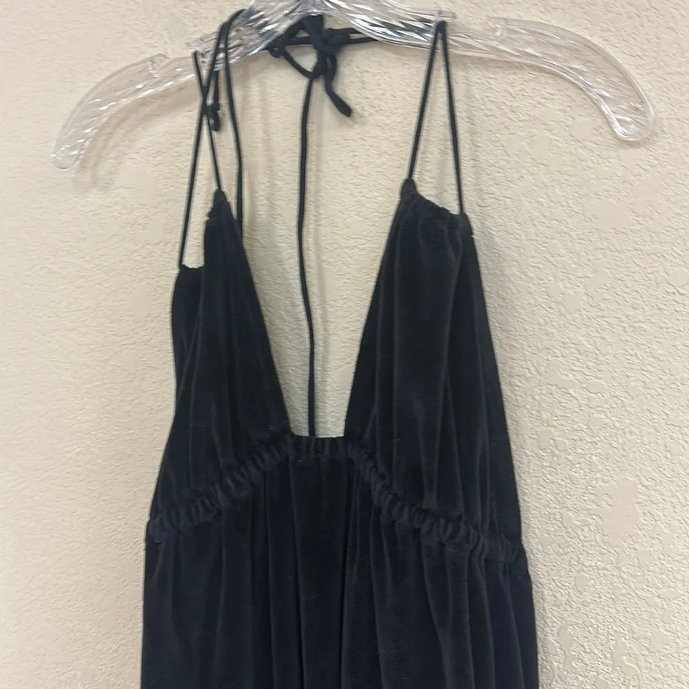 Indah Revolve womans black terry cloth halter mini Dress Size L - Picture 4 of 5
